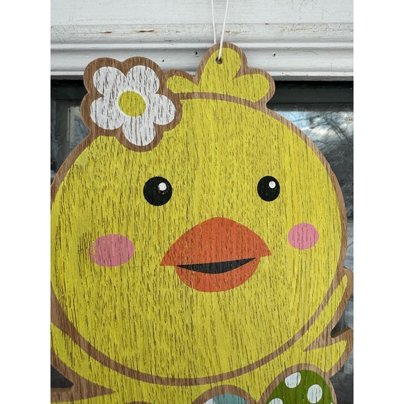 Easter Hanging Chick Sign Spring Chicken Wall Front Door Porch Decor - Picture 2 of 5